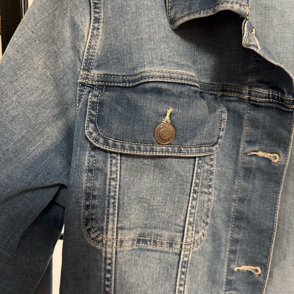 St. Johns Bay Denim Jacket Jean Jacket With Stretch Med/Dk Blue Wash Sz XXL 2x - Picture 4 of 7